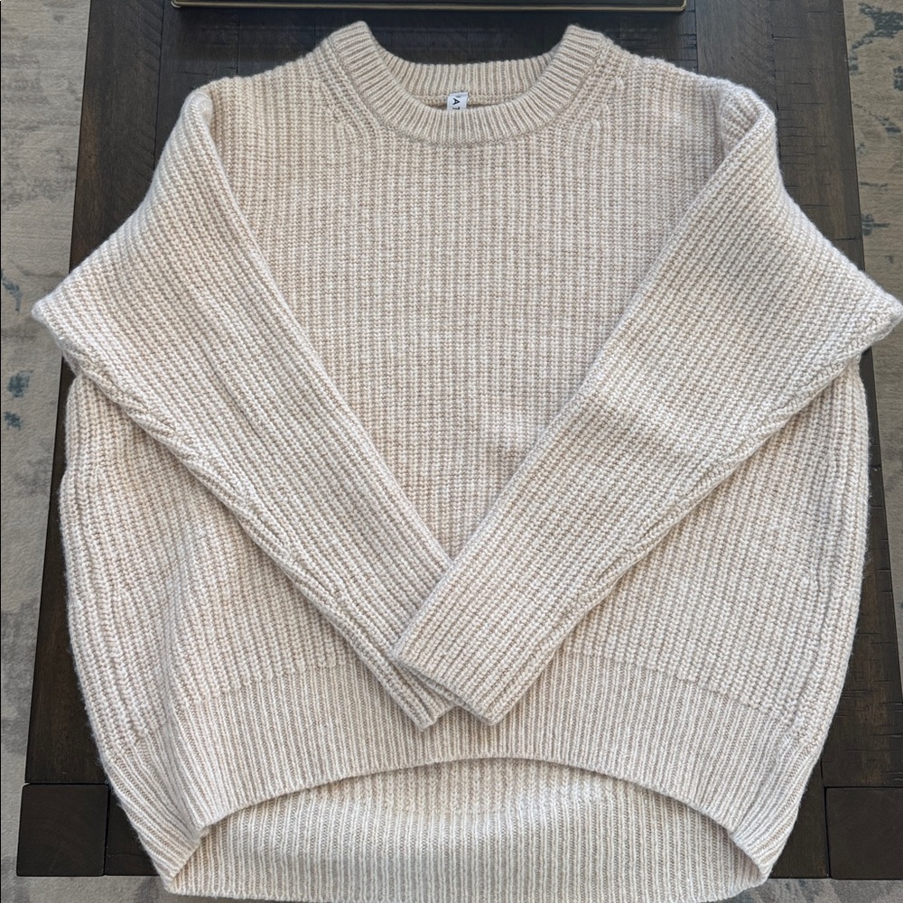 Athleta Beige/Oatmeal color Ribbed Knit Sweater